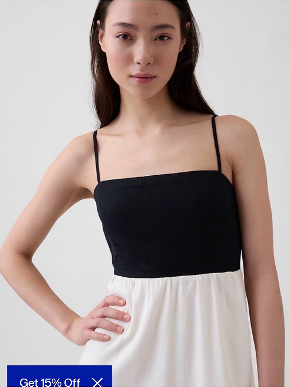 GAP -  Linen-Blend Empire Waist Maxi Dress with Spaghetti Straps - Picture 2 of 4